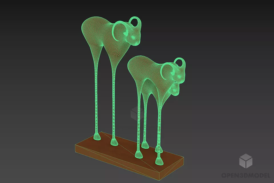 Figurine Goat Family Decoration 3d model 2