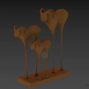Figurine Goat Family Decoration 3d model