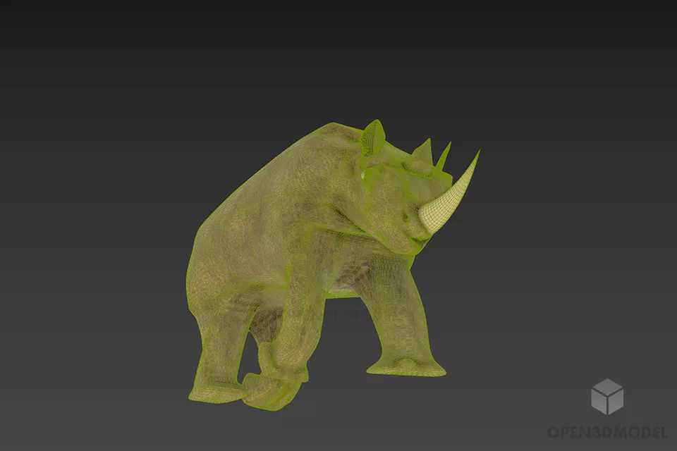 Rhino With Big Horn Animal 3d model 2