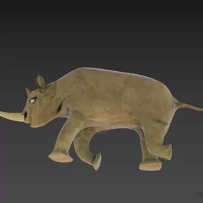 Rhino With Big Horn Animal 3d model