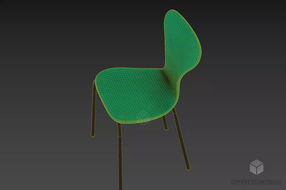 Plastic Coffee Chair Red Color With Steel Frame 3d model 2