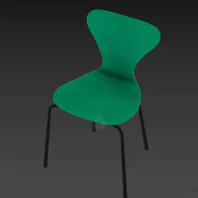 Plastic Coffee Chair Red Color With Steel Frame 3d model