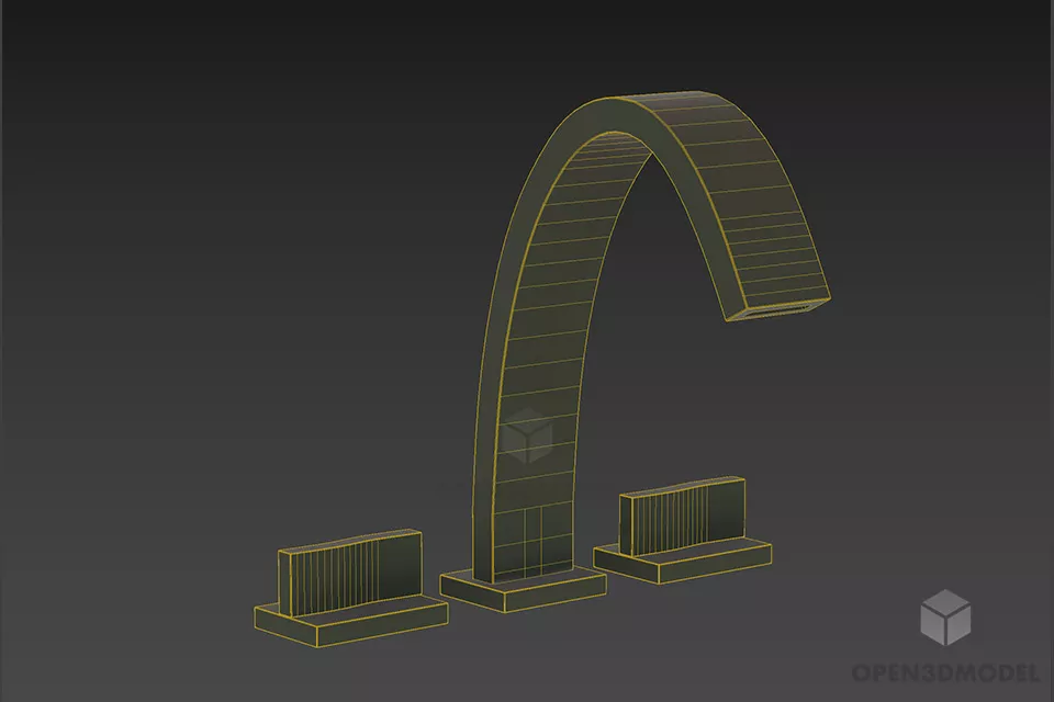 Modern Curved Steel Faucet Wagner 3d model 2