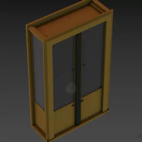 Tall Glass Cabinet With Aluminum Frame 3d model