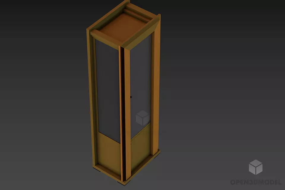 Wooden Shelf Cabinet With Under Drawers 3d model