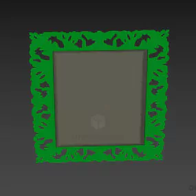 Rectangular Mirror Carved Wood Frame 3d model