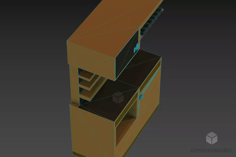 Mini Kitchen Pantry With Shelf 3d model 2