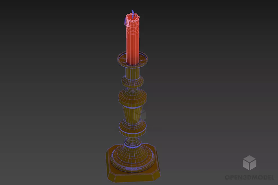 Candlestick With Old Brass Stand 3d model 2