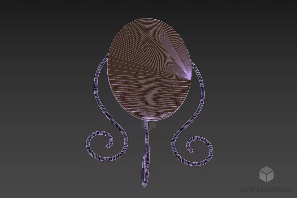 Antique Oval Mirror On Stand 3d model 2