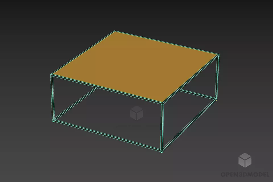 Modern Square Glass Table On Steel Frame 3d model 2