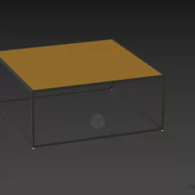 Modern Square Glass Table On Steel Frame 3d model