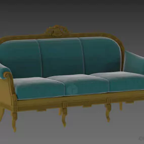 European Classic Sofa With Craved Frame 3d model