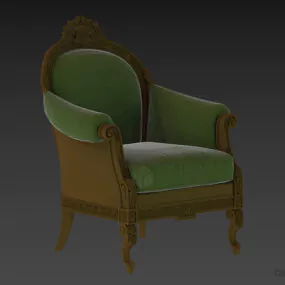 European Classic Armchair With Craved Wooden Frame 3d model