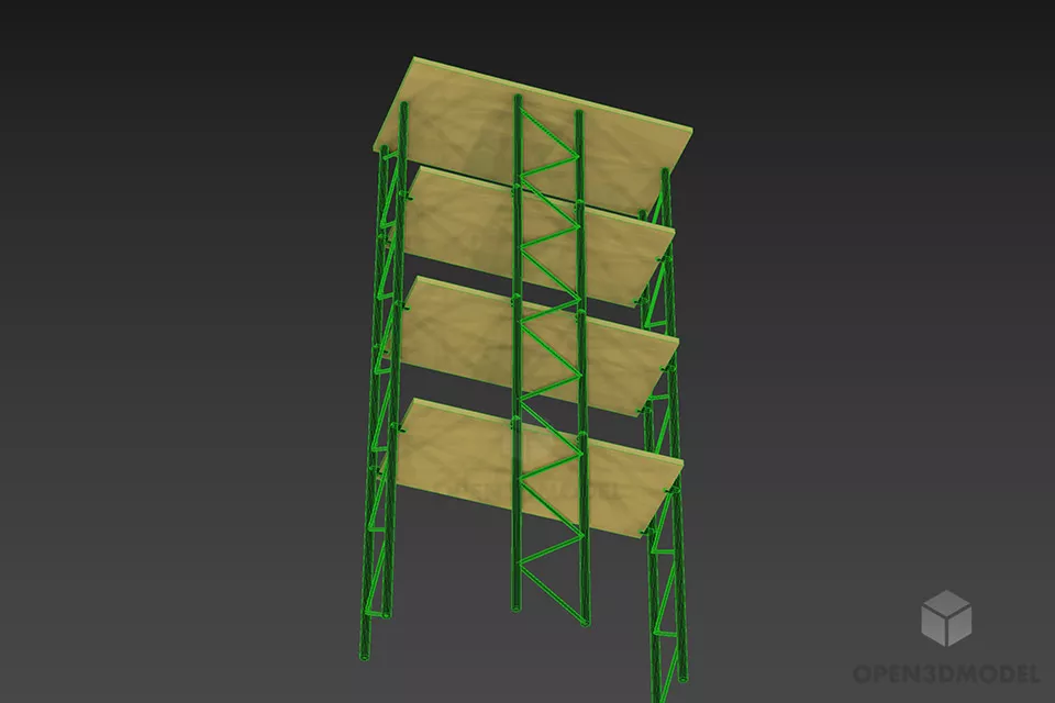 Rack Shelf With Wooden Separator 3d model 2