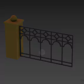 Gate Fence With Concrete Column 3d model