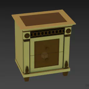 Brown Wood Antique Nightstand 3d model