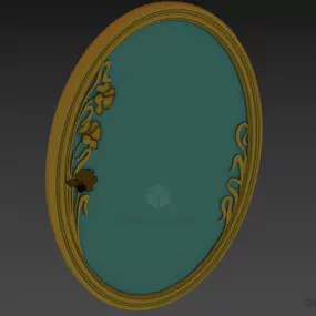 Oval Mirror With Carved Frame 3d model