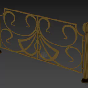 Wrought Iron Fence With Steel Columns 3d model