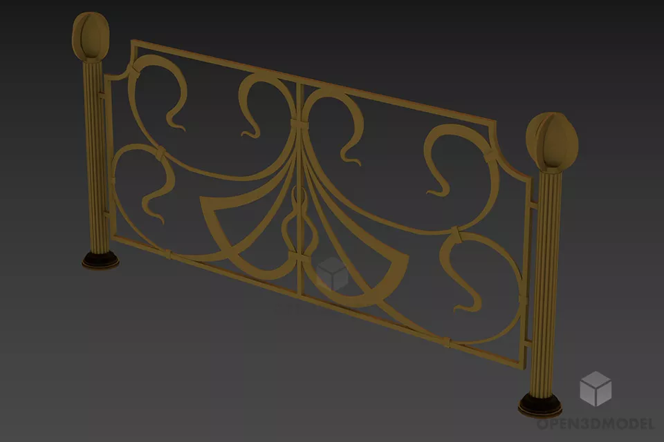 Glass Fence Rail At Corner 3d model