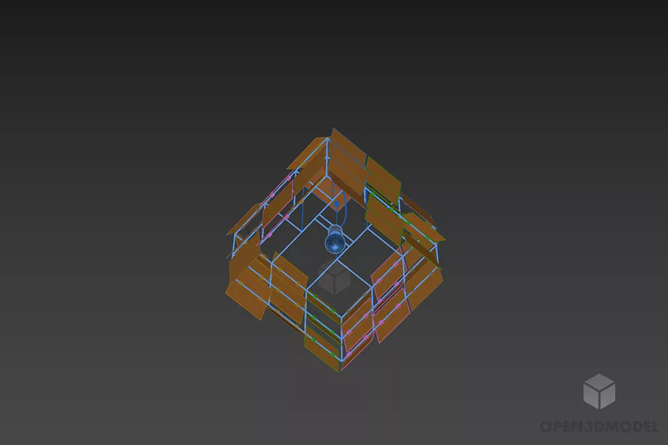 Pendant Lamp Cubic Square Glass Shade 3d model 2