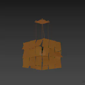 Pendant Lamp Cubic Square Glass Shade 3d model