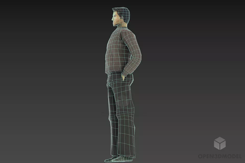 Character Man Standing In Office Uniform 3d model 2
