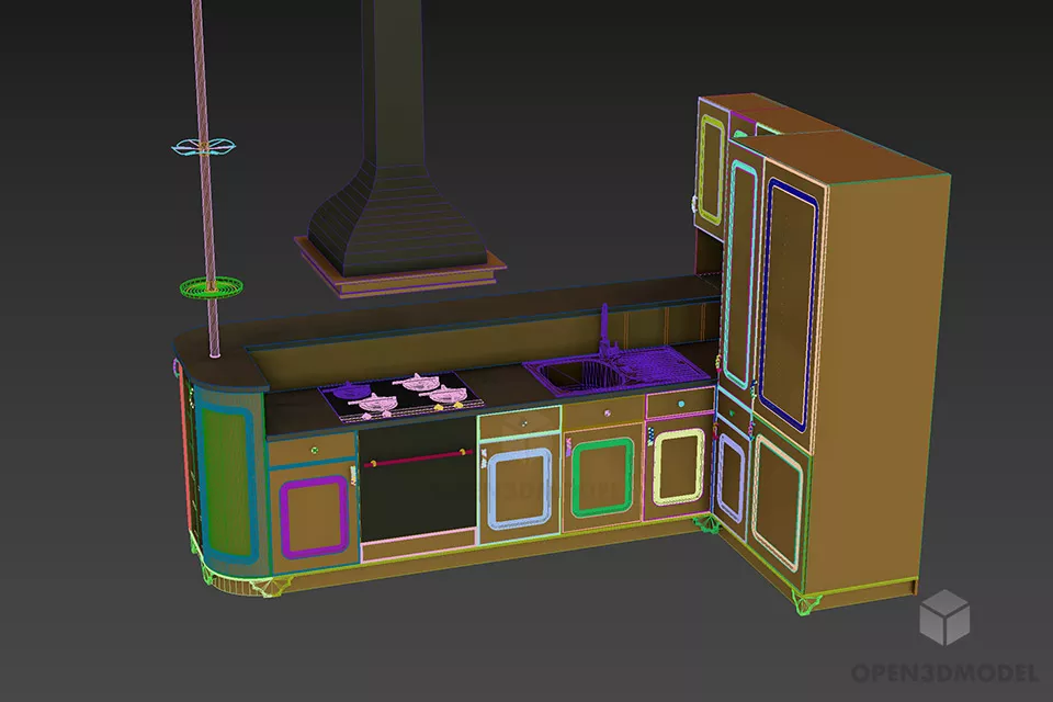 Home Kitchen Cabinet With Stove Brera 3d model 2