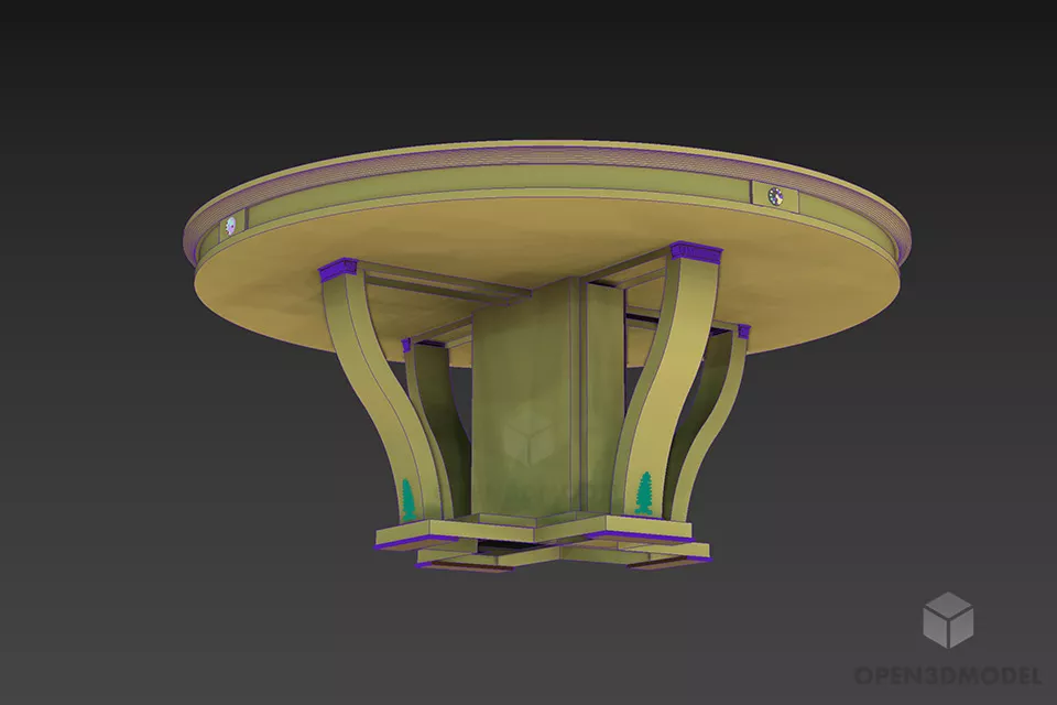 Round Wooden Table Turri 3d model 2