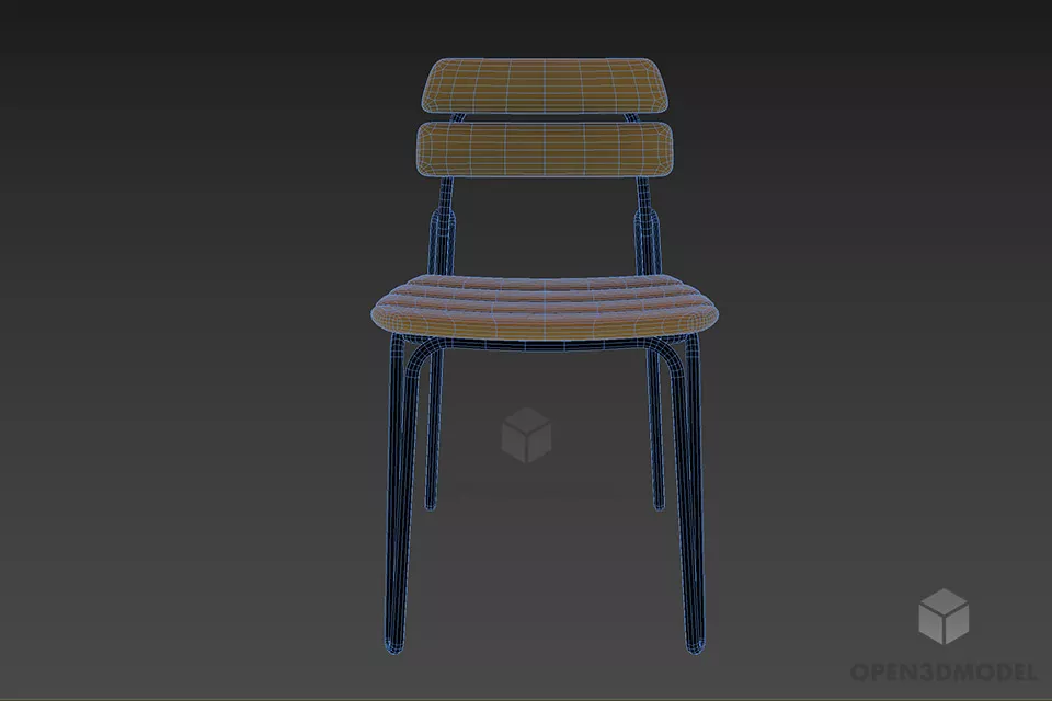 Coffee Chair With Wood Seat 3d model 2