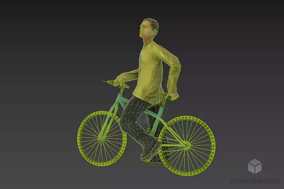 Young Man With Bike 3d model 2