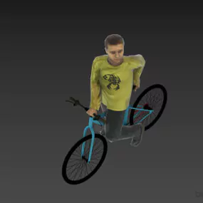 Young Man With Bike 3d model