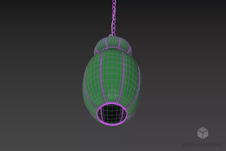 Modern Lantern Lamp With Led Bulb 3d model 2