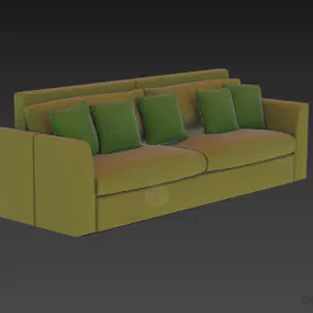 Living Room Leather Sofa With Cushions 3d model