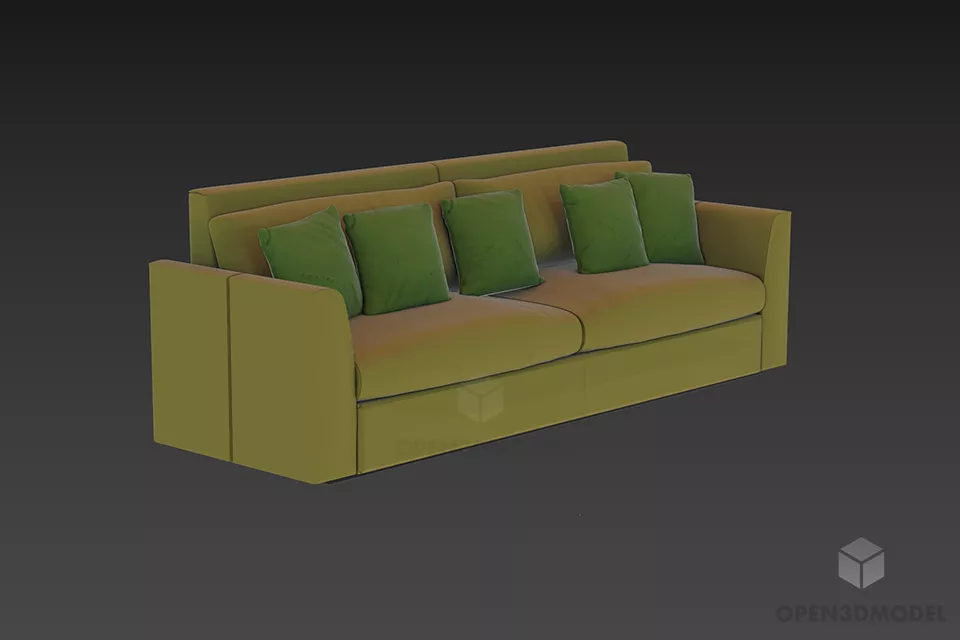 Boutique Camel Sofa With Pillow 3d model