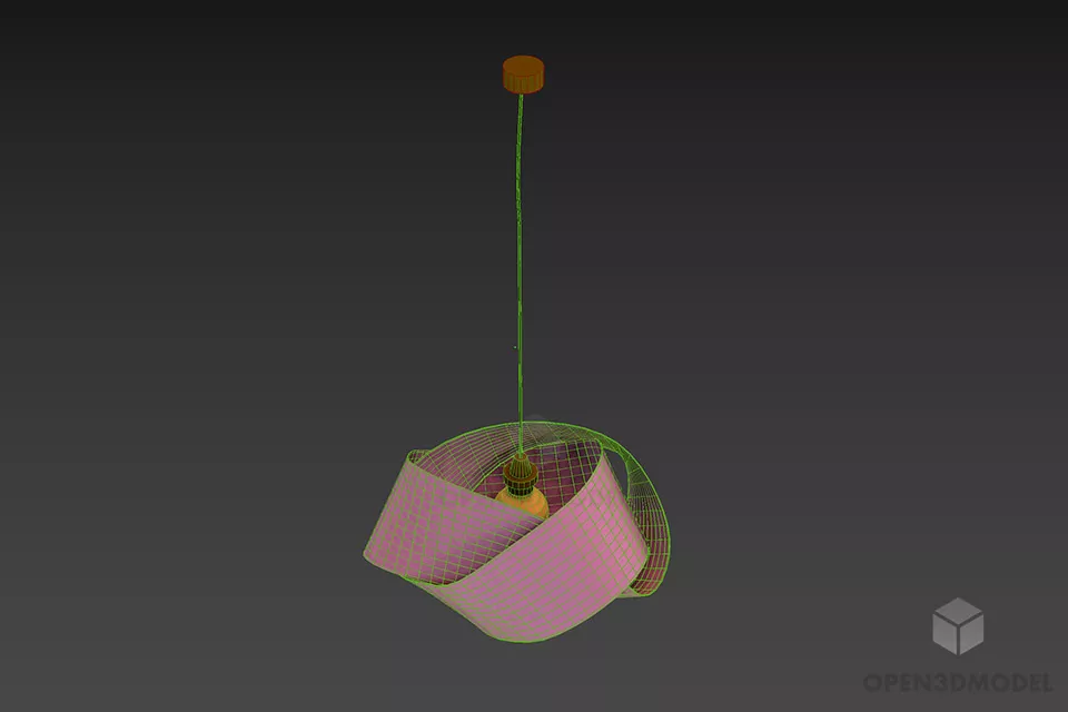 Modernism Pendant Lamp Curved Paper Like 3d model 2
