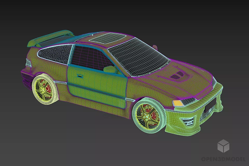 Honda Sport Car Crx 1980 3d model 2