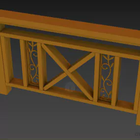 Fence By Wood Log 3d model