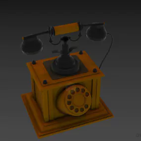 Vintage Wooden Rotary Phone 3d model