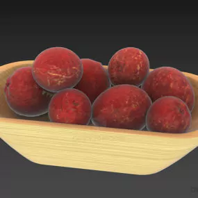 Porcelain Vase With Apples Fruit 3d model
