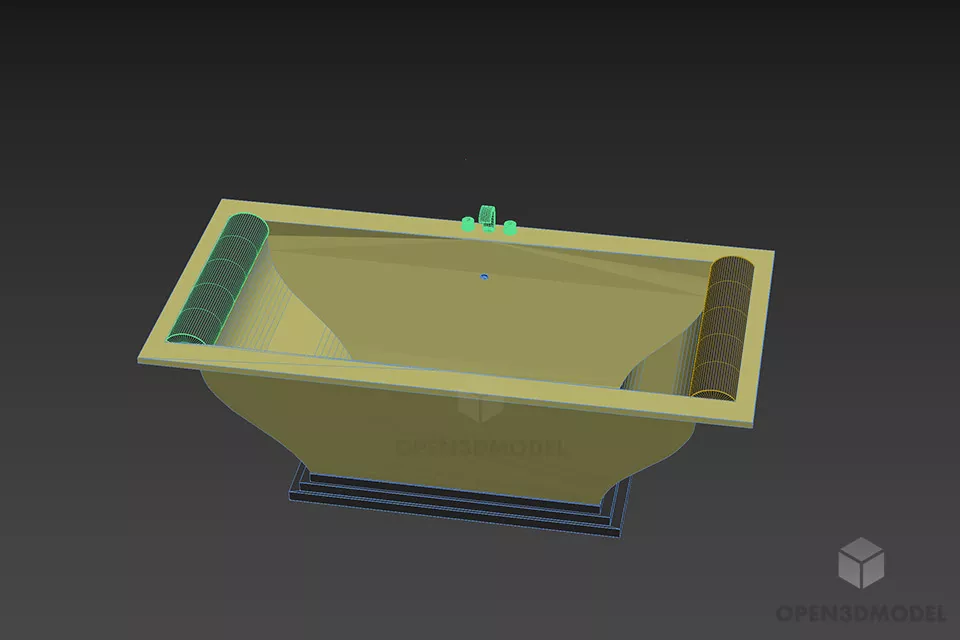 Antique Rectangle Bath Rondo 3d model 2