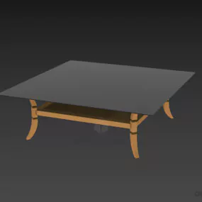 Square Glass Coffee Table With Shelf 3d model