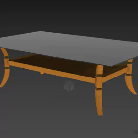 Glass Table With Shelf And Curved Legs 3d model