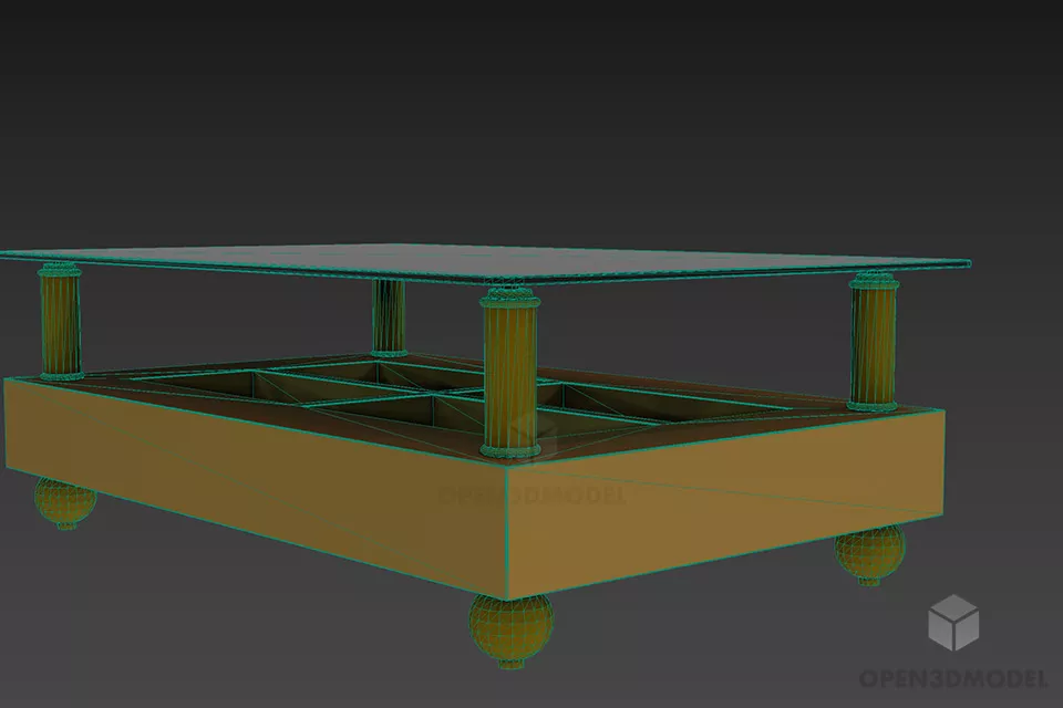 Glass Coffee Table With Under Shelf 3d model 2