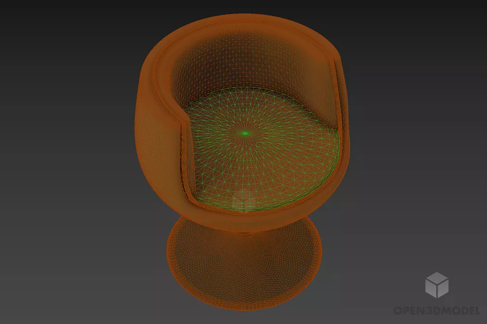 Salon Fixed Armchair Glass Shape 3d model 2