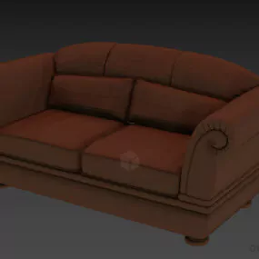 Antique Camel Sofa With Small Cushion 3d model