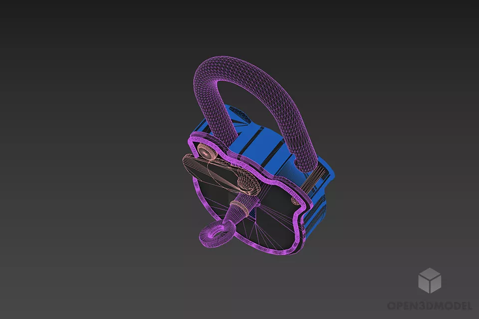 Rustic Padlock, Old Lock 3d model 2