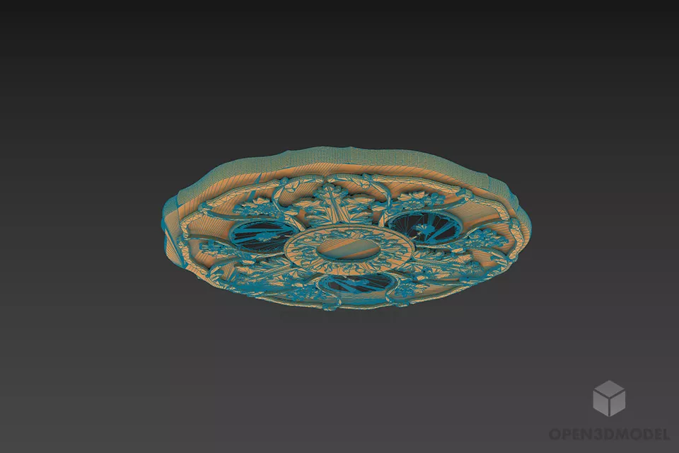 Rosette Plaster Ceiling Decoration 3d model 2