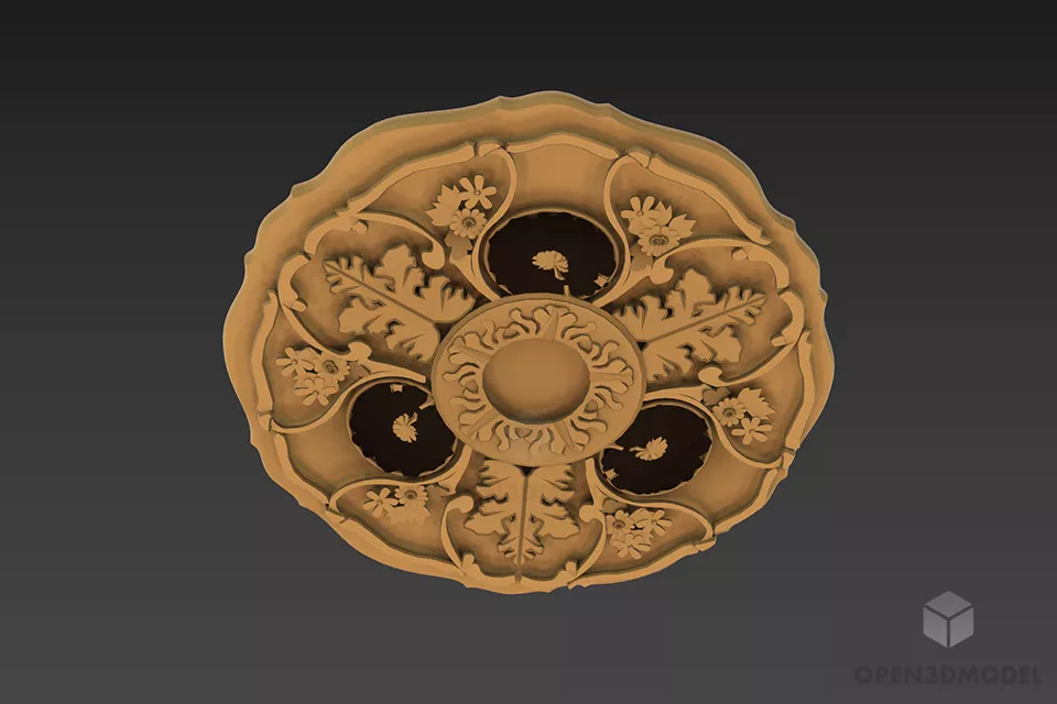 Round Rosette Spiral Lines 3d model