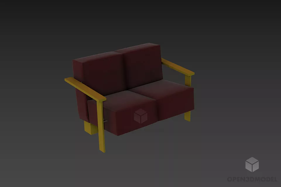 Retro Camel Sofa Tufted Back 3d model