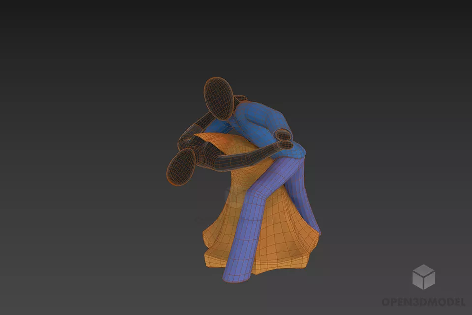Figurine Couple Bride And Groom Dancing 3d model 2